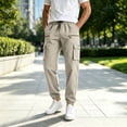 thumbnail image 2 of Aezemi Men Lightweight Cargo Jogger Pants with Zipper Pockets Elastic Waist Casual Hiking Running Workout Long Pants Outdoor Pull on Fashion Fall Spring Trousers L, 2 of 5