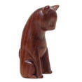 thumbnail image 4 of Tongina Wood Animal Statue Creative Gift Mini Sculpture for Office Indoor Home Decor cat, 4 of 8