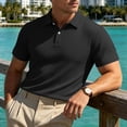 thumbnail image 2 of FAWUUDO Men's Collared Shirt Breathable Smooth Texture Soft Touch Structured Fit with Polished Everyday Style Black, 2 of 5