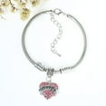 thumbnail image 3 of "Sister" European Snake Chain Charm Bracelet with Rhinestones Heart Pendant and Love Spacer Beads, 3 of 3