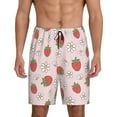 thumbnail image 1 of Balery Strawberry Floral Pantalones cortos de pijama de punto de algodón para hombre con cinturilla y bolsillos-Medium, 1 of 6