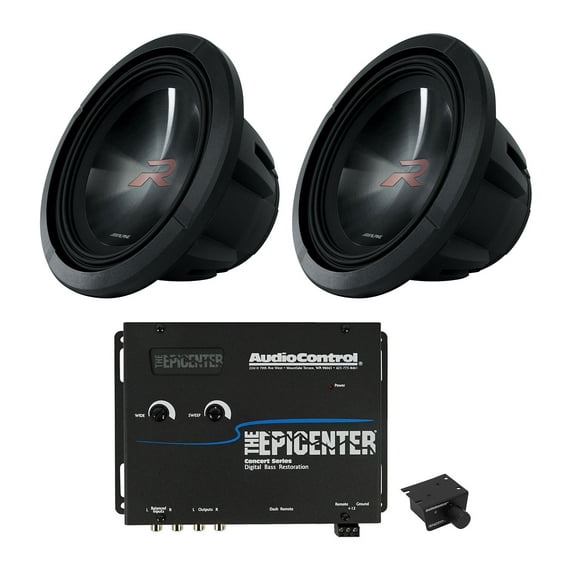 2) Alpine R2-W12D2 12" 750w RMS Car Subwoofers+AudioControl Bass Processor