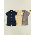 thumbnail image 3 of Cenuakty Toddler Baby Boy Gentleman Outfits Solid Short Sleeve Button-up Shirts and Shorts 2 Piece Summer Set, 3 of 9