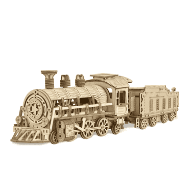 RUIAN Luxury Train Wooden 3D Puzzles DIY Building Toys Model Kit