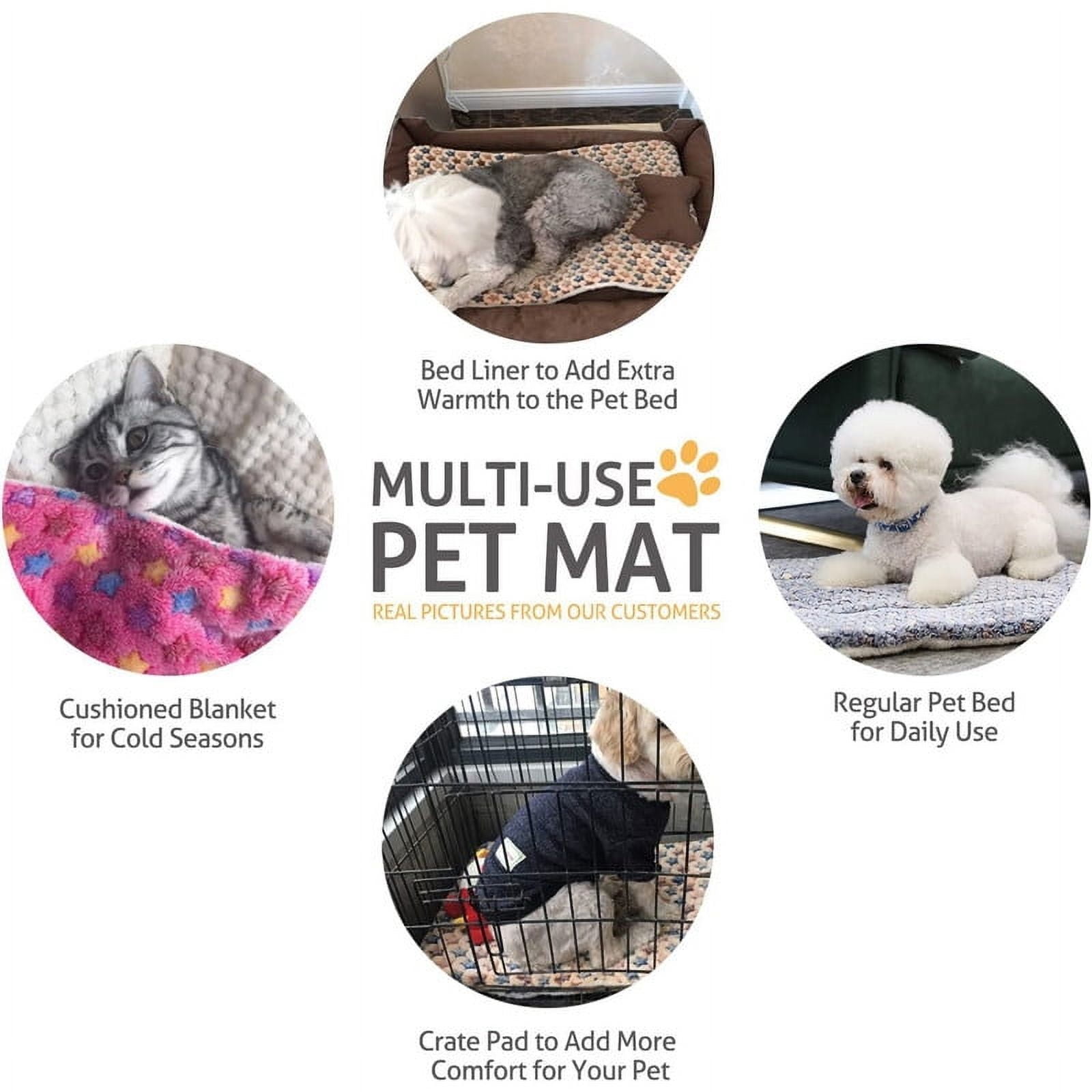 Dog Crate Mats with Cute Star Pattern Washable Pet Bed for Large Dogs Cozy Reversible Dog Crate Bed, Blue, 41*28