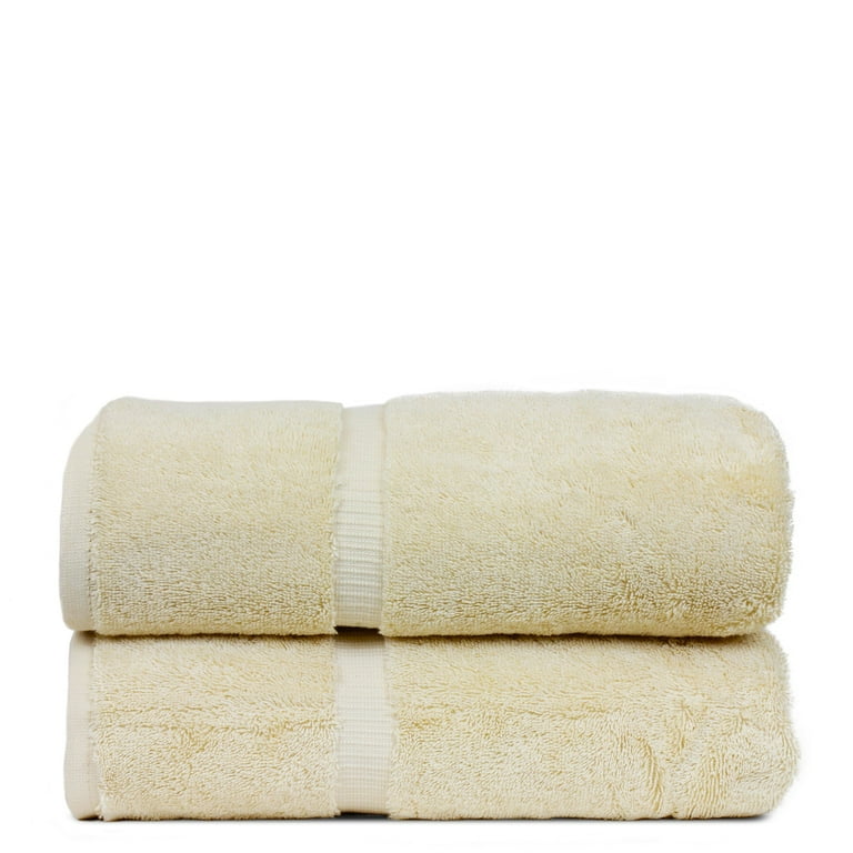 Luxury Turkish Cotton Bath Towel Set - 4-Piece XL Bath Towels (30x56),  Soft, Quick Dry, Absorbent - Beige/Blue, for Bathroom, Spa, Hotel