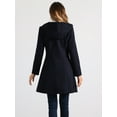 thumbnail image 4 of DARING DIVA Women's Hooded Toggle Button Up Duffle Coat Winter Outwear Dark Blue XS, 4 of 6