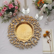 BalsaCircle 6 Gold 13" Round Plastic Charger Plates Lace Pattern Party Events Tableware Decorations Supplies