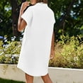 thumbnail image 4 of Women Dresses Under $10! Xqxayjr Women's Button Down Shirt Sun Dress V-Neck Casual Short Sleeve Cute Holiday Vacation Dress Mini Cotton Linen Tunic Dresses, 4 of 9