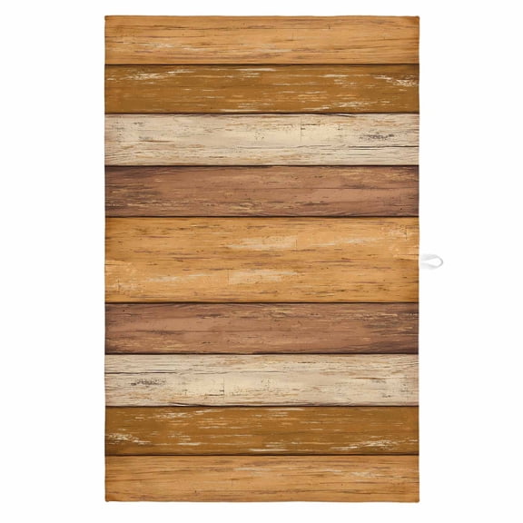 Farmhouse Yellow Brown 1 Pack Kitchen Towel, Water Absorbent Dish Towel, Vintage Wooden Striped Decorative Hand Towels - Quick Drying Cloth for Cooking Baking, 18x28 Inch