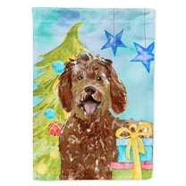 Carolines Treasures CK1874CHF Christmas Tree Labradoodle Flag Canvas House Size  Large multicolor