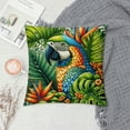 thumbnail image 2 of Leisuo  Tropical Throw Pillow Covers Tropical Leaves&amp;Flowers with Parrot Flamingo Bird Pattern Home Decorative Cushion Covers Pillowcase (Tropical), 2 of 5