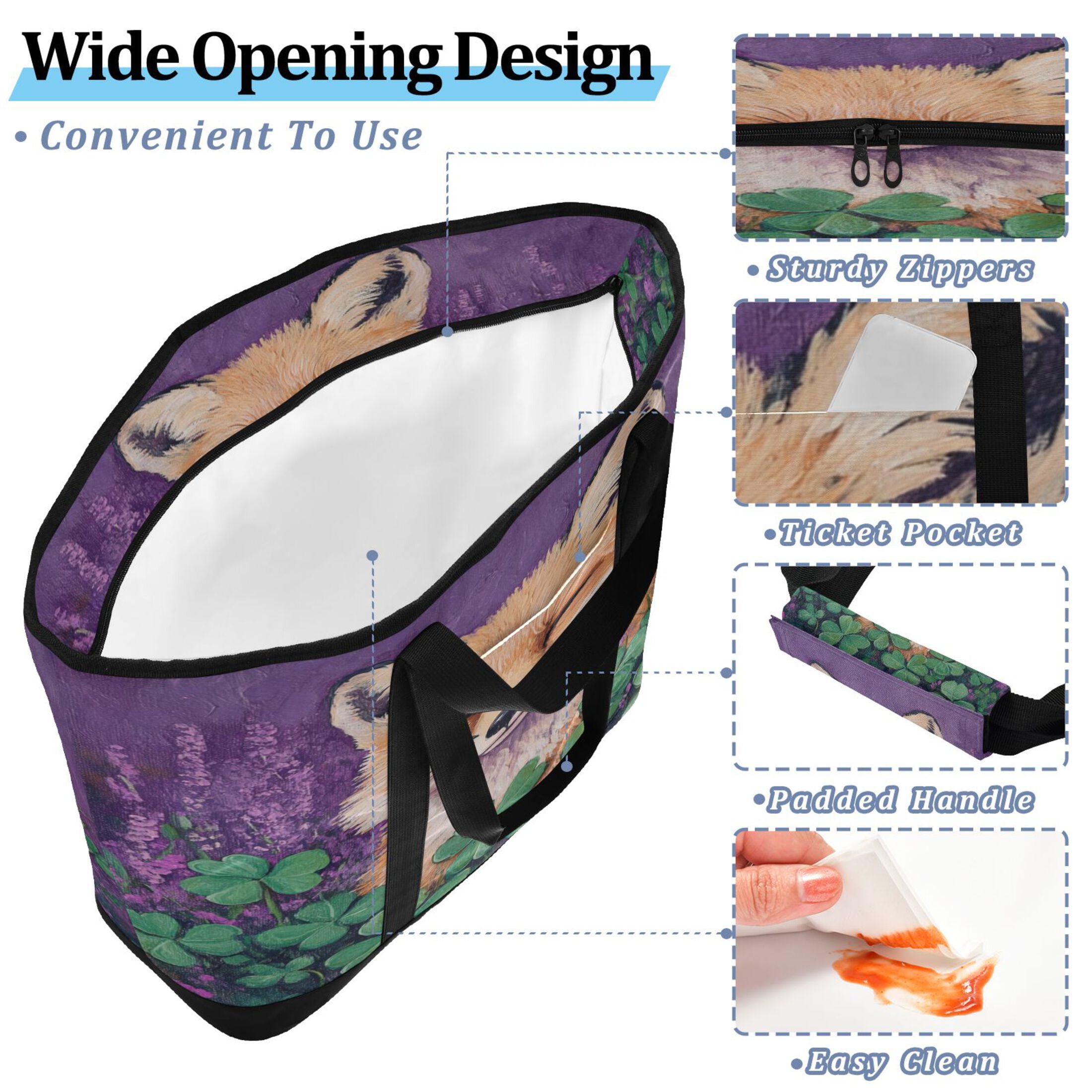 Large Hand-held Ice Pack Picnic Bag Insulation and Refrigeration Suitable for Shopping Picnics and Camping Cute Sleeping Fox