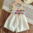 thumbnail image 2 of Zanarzt Girls Jumper Outfits Girls Romper Sleeveless Strap Short Jumpsuits Summer Clothes with Pocket Beige,12-18 Months, 2 of 3