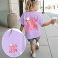 thumbnail image 2 of Gubotare Girls Top Girls' Short Sleeve Shirts Summer Cute Crewneck Blouse Tops (Light Purple,Size 7-8 Years), 2 of 6