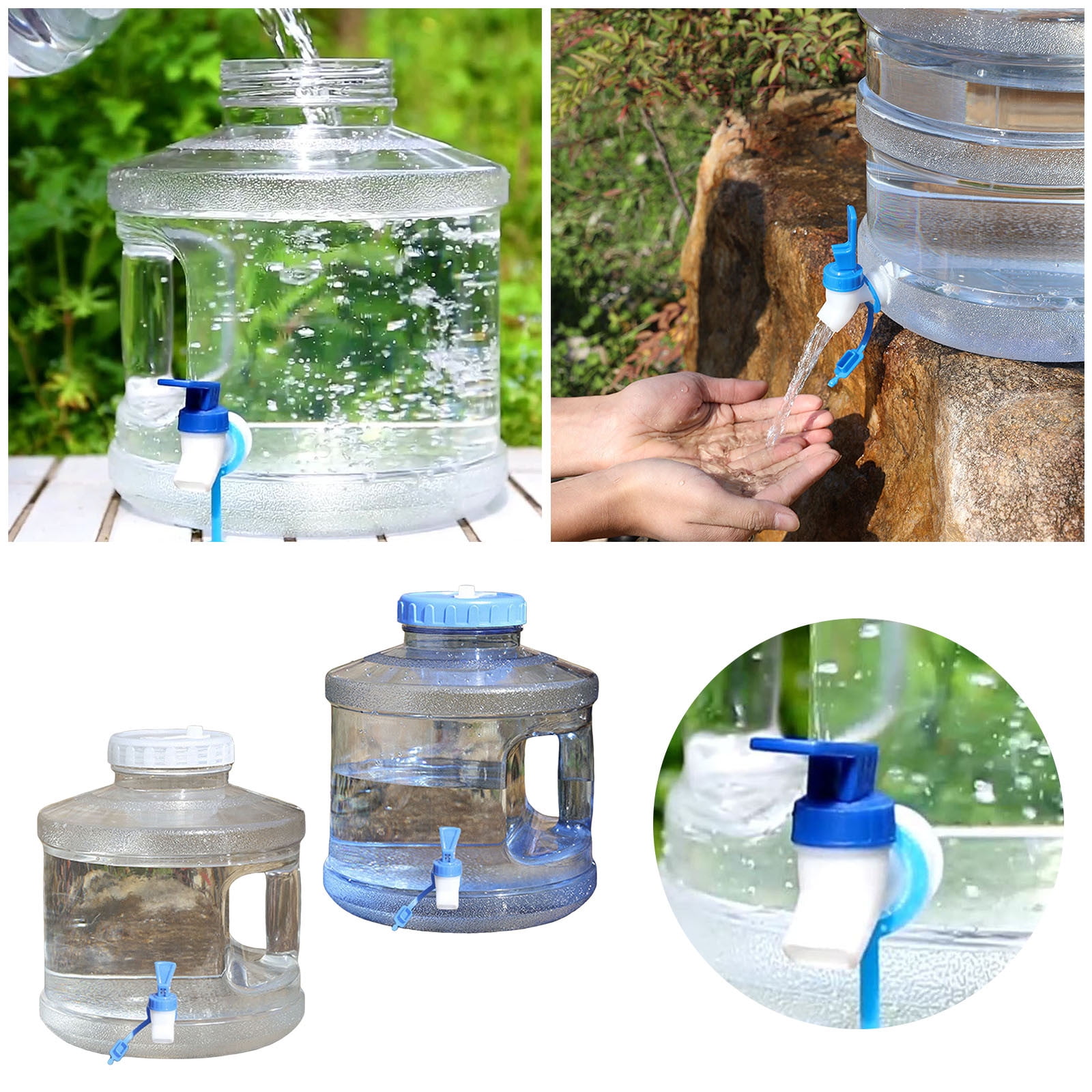 Water Container With Faucet 2 Gallon Camping Water Bottle，BPA Free Camping Water Jug - Clear Portable Water Storage with Handle For Outdoor Sports Camping Hiking Home Decor