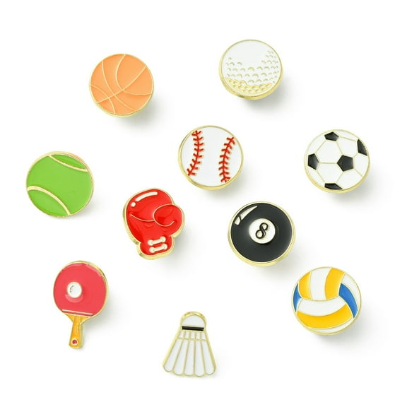 DanLingJewelry 10Pcs Sports Lapel Pins Set Enamel Football Basketball Tennis Volleyball Sports Ball Brooch Pins for Clothes Bags Hats Accessories