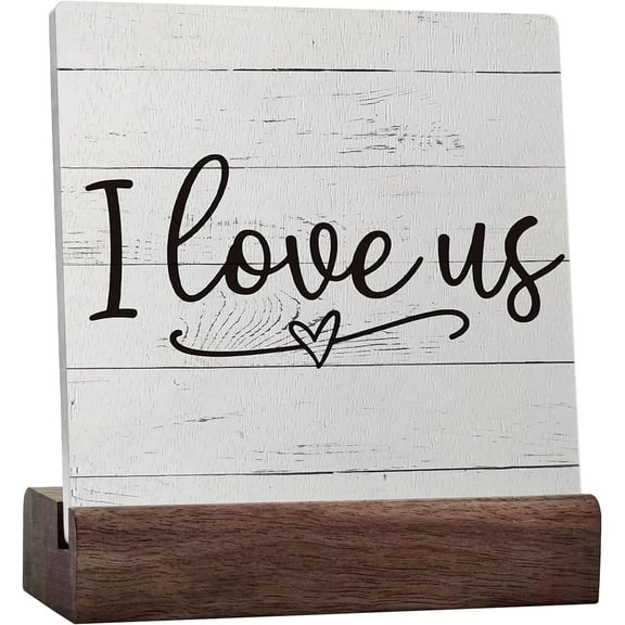 I Love Us,Cool Wedding Gifts For Couple,Newly Wedding Gifts For The Couple,Wedding Gifts For Couple,Wedding Gift For Couple,Love Signs For Home Decor,Decor Ceramic Table Plaque With Wooden Stand