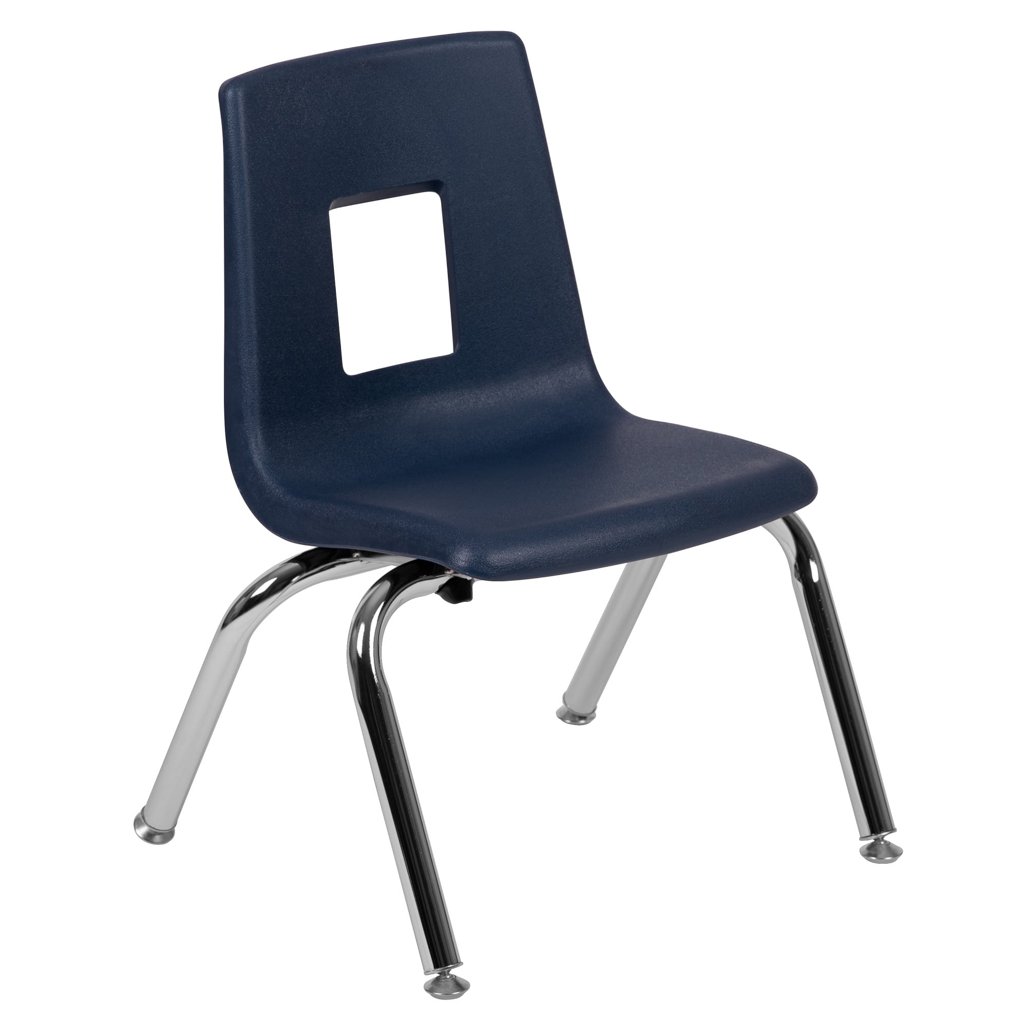 Lorell Classroom Student Stack Chairs Set of 4 Navy/Silver 18H Seat