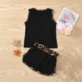 thumbnail image 4 of Penkiiy Toddler Kids Baby Girls Leopard Print Vest Shorts Outfits Set Sports Clothes Baby Girl Summer Backless Jumpsuit 2-3 Years Black On Sale, 4 of 9