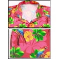 thumbnail image 4 of HAPPY BAY Men's Hawaiian Shirt Aloha Casual Short Sleeve Button Down Beach Shirts for Men Summer L Flower Parrot, Pink Vacation Party, 4 of 6