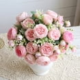 thumbnail image 4 of Artificial Peony Bouquet, Silk Flowers for Wedding Centerpiece, Faux Peony Arrangement for Home Table Vase Decor, Fake Flowers for Bridal Bouquet Party Decoration, 4 of 7