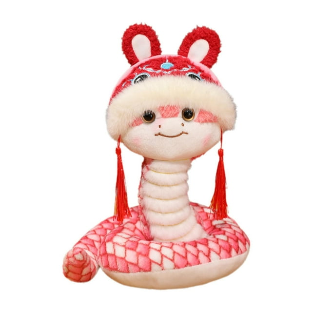 TISHITA Jouet Serpent Statue de Collection Nouvel An Chinois 2025 Animal en Peluche Rose 25cm