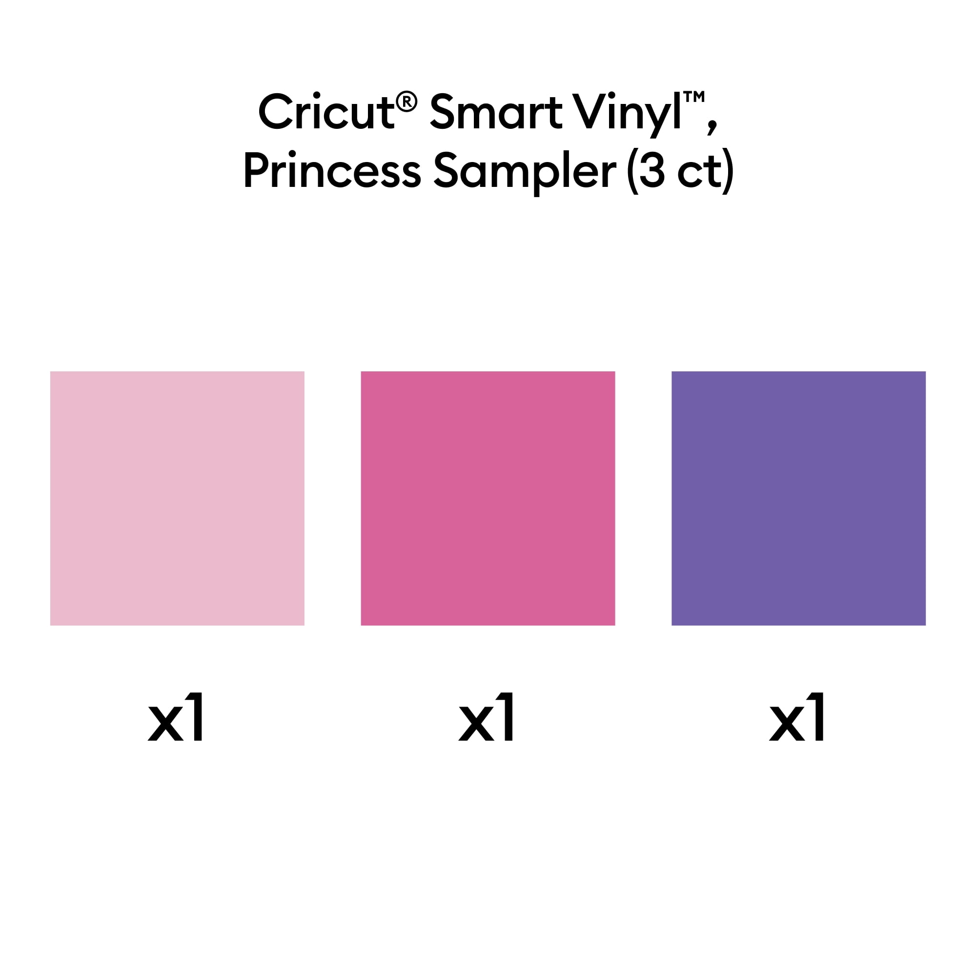 Cricut® Smart Vinyl™ Matless Permanent Vinyl, Princess Sampler - 13 in x 12 in (3 ct), 13" x 12",Light Pink, Party Pink, Purple