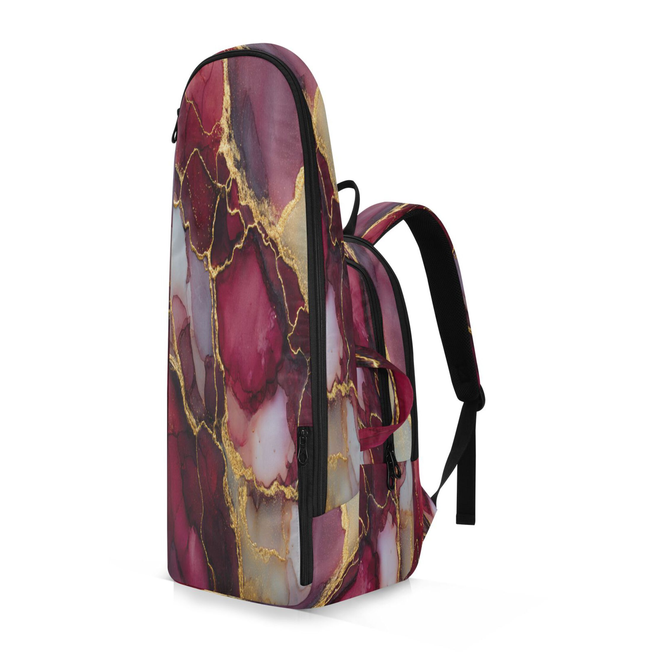 2 Racquet Holder Tennis Backpack Tennis Racket Covers Gym Bags Wine-red Marble
