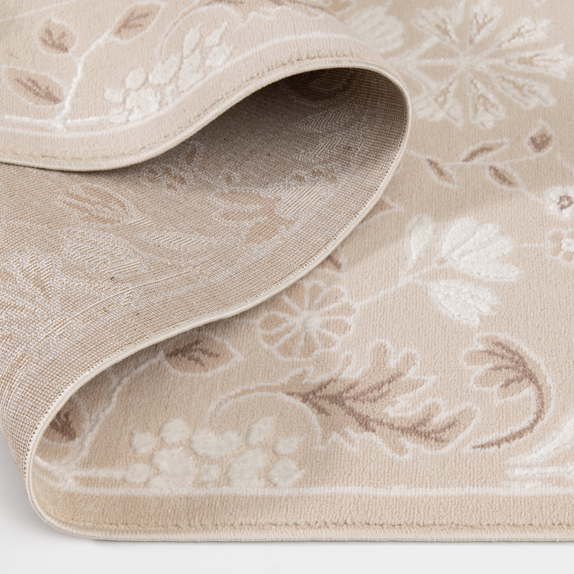 Mainstays Neutral Sculpted Floral Indoor Area Rug, 5'x7'