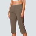 thumbnail image 2 of Pants For Women Choice Solid Color Women's High Waist Cropped Pants Lightweight Stretch Fabric Simple Casual Pants Spring Brunch Outfit Versatile Ankle Length Clean Look Capri Pants for Women, 2 of 6
