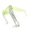 thumbnail image 3 of Heavy Dripping Rhinestone Tassel Bling Luxury Rectangle Sunglasses Green, 3 of 4