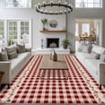 thumbnail image 4 of Farmhouse Berry Washable Area Rug 8 x 10 ft Red Buffalo Plaid American Country Rustic, Soft Non Slip Rugs Stain Repellent Indoor Felt Carpet for Living Dining Room Bedroom Home Office, 4 of 9