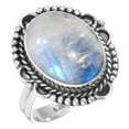 thumbnail image 1 of 925 Silver Ring For Women - Girls White Genuine Rainbow Moonstone Stone Silver Ring June Birthstone Costume Silver Ring Size 5.5 Gift For Girl Friend On Engagement 925 Gemstone Silver Jewelry, 1 of 6