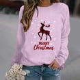 thumbnail image 2 of Dyfzdhu Sweatshirt For Women Round Neck Long Sleeved Deer Merry Christmas Printed Hoodie Hoodies, 2 of 4
