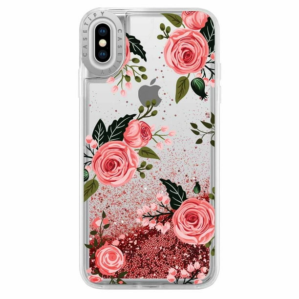 Casetify Glitter Case Pink Roses (Pink) for iPhone XS Max Cases