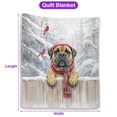 thumbnail image 5 of Playful Bullmastiff Welcomes Winter Snowy Day with Cardinal Bird Quilt Blanket Dog Lover Cozy Comforter Throw Blanket - 12017, 5 of 5