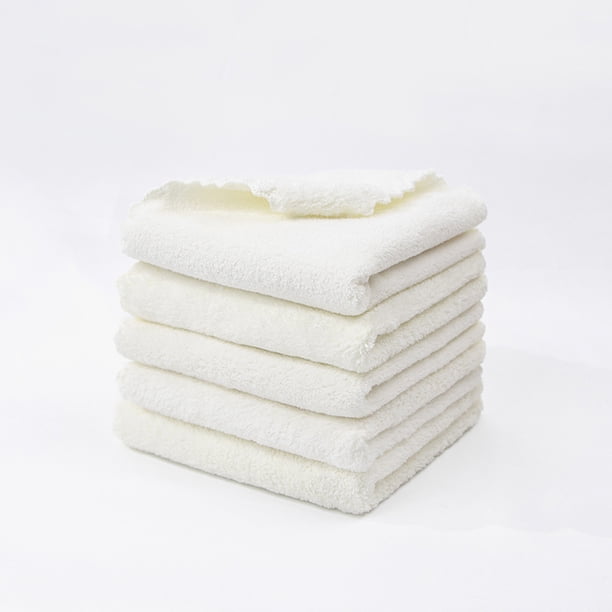 Namzi 10 paños de cocina blancos, sin olor, reutilizables, de 30 x 30 cm, de forro polar coral superabsorbente, antiadherentes, lavables y de secado rápido.