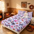 thumbnail image 3 of Homewish Cute Coquette Ghost Queen Sheets, Halloween Bat Pumpkin Candy Queen Sheet Sets, Light Lavender, 4 Pieces (1 Flat Sheet, 1 Fitted Sheet and 2 Pillowcases), 3 of 5