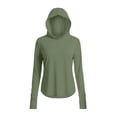 thumbnail image 5 of Rutainlusire Women's Tops Long Sleeve Hooded Sun Protection Athletic Top Women's UPF 50+ Long Sleeve Protection Sports Hooded Solid Color Lightweight Hiking Top With Raglan Sleeves, 5 of 5
