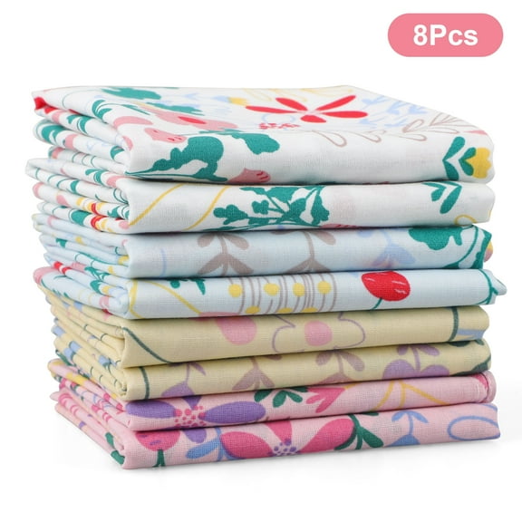 EEEkit 8pcs Ladies Floral Printing Handkerchiefs, 13x13" Soft Cotton Hankies for Women, Great Gifts for Women