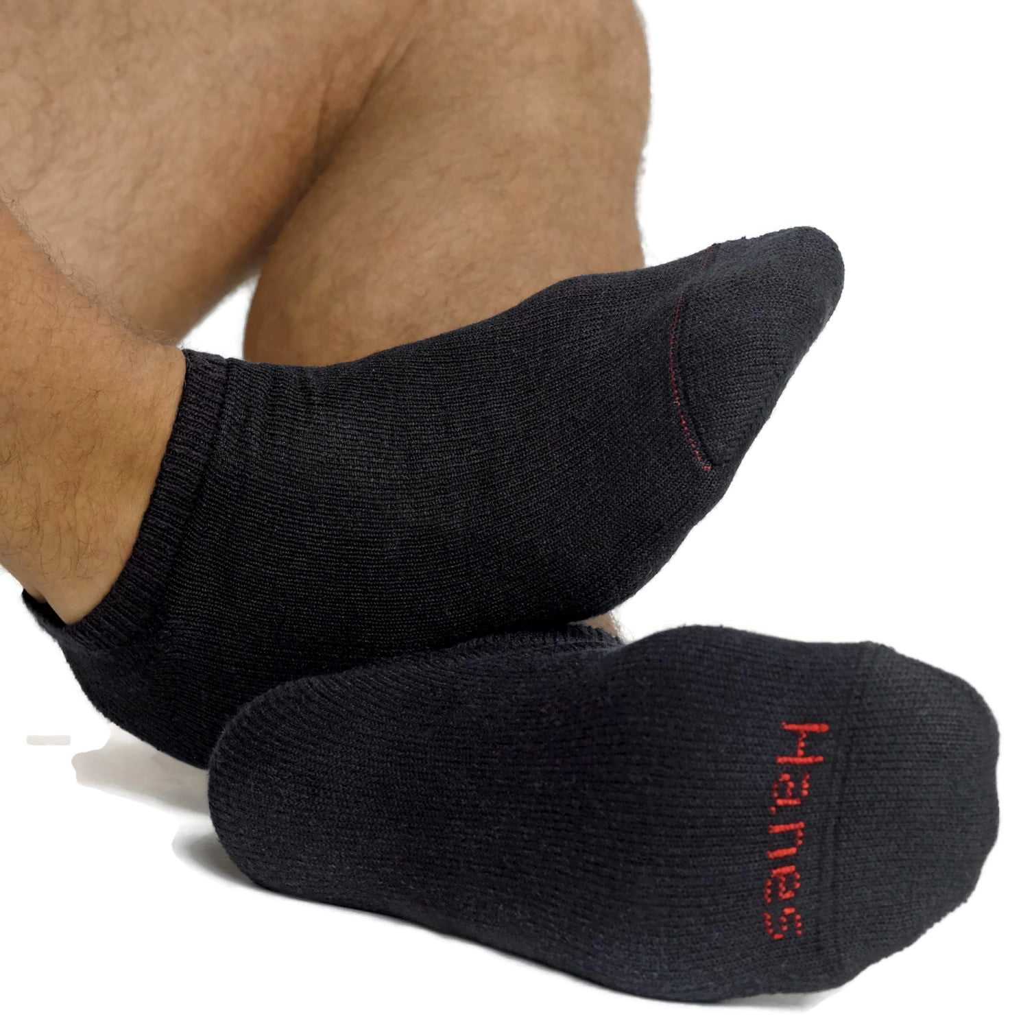 Hanes Men`s No Show Socks, 10-13, Black 