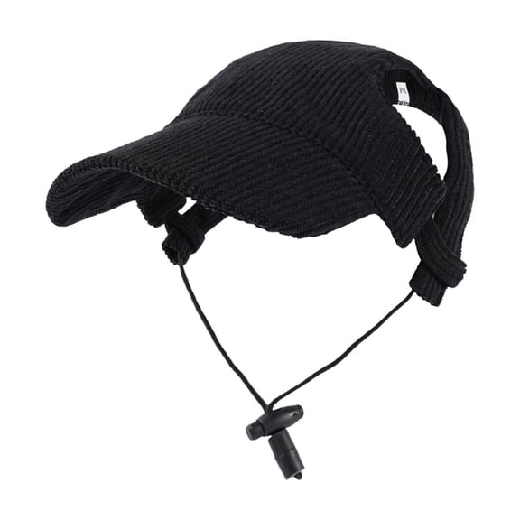Pet Hat Corduroy Sunscreen Hat Adjustable Breathable Summer Outdoor Cap with Ear Holes for Small Medium Dogs Cats Daily Walk Beach Day for Teddy Chihuahua Persian Cat(M,Black)