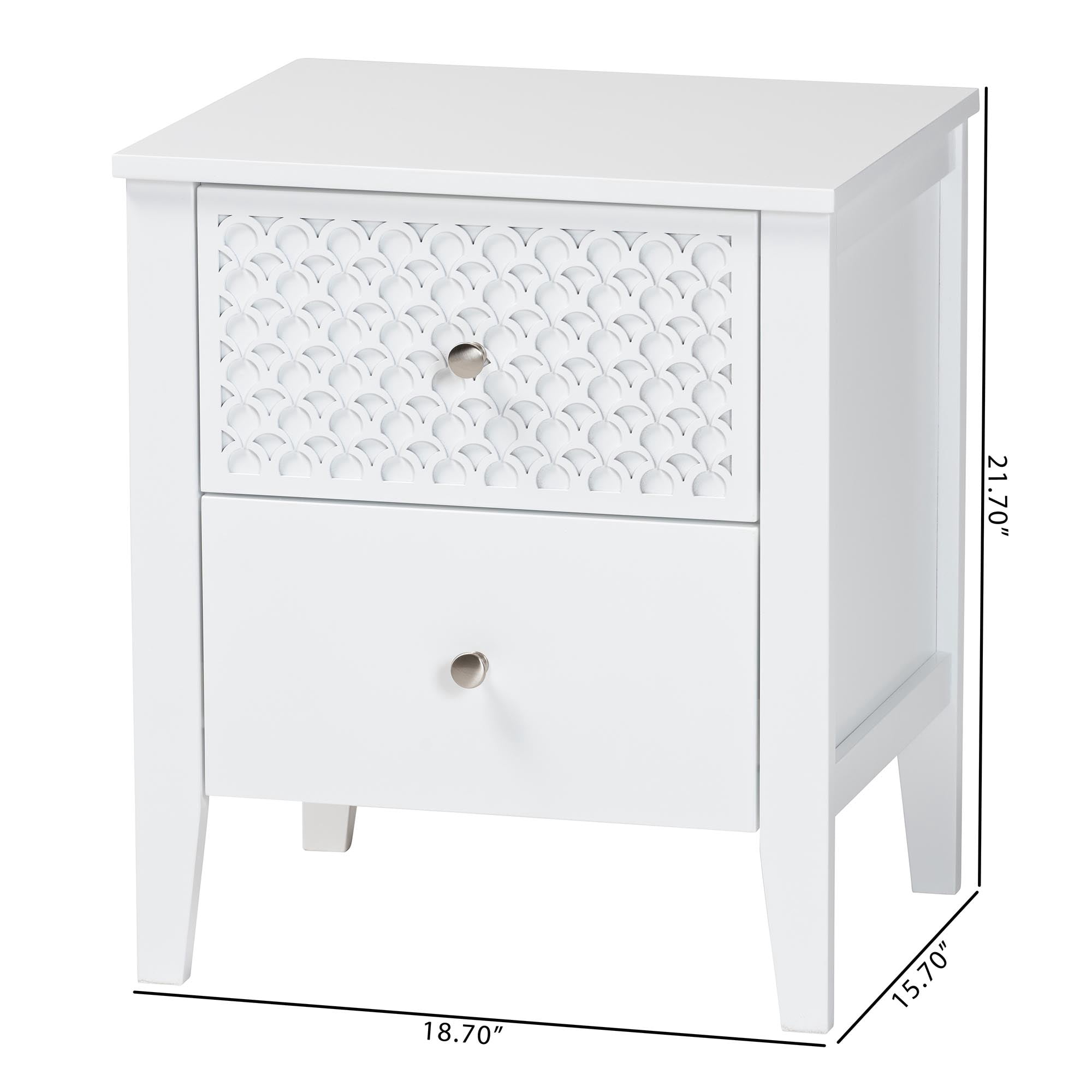 Baxton Studio Lara Modern Nightstand, 2-Drawer, White