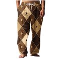 thumbnail image 2 of Awdenio Mens Pajama Pants Long Sleep Pants Soft Elastic Waist Pajama Bottoms Plaid Lounge Pants with 2 Pockets,Size L, 2 of 5