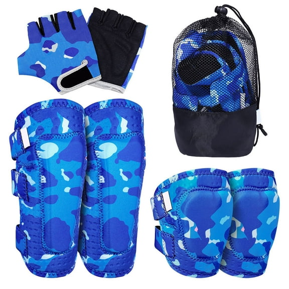 Toddmomy 6-Piece Set Kids Cycling Knee Pads and Elbow Pads for Youth in Camouflage Pattern Polyester and Rubber