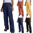thumbnail image 2 of Plebaso Summer Cotton Linen Pants for Women Solid Color High Waist Wide Leg Trousers Ladies Casual Loose Pants with Pockets, 2 of 6