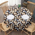 thumbnail image 3 of Beige Butterfly Blue Orange Pattern Round Tablecloth 60"x60",Wrinkle Wipeable Table Cloth for Kitchen Dining Room Picnic Patio Party, 3 of 6