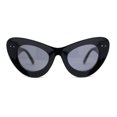 thumbnail image 2 of Womens Super Thick Exaggerated Oversize Cat Eye Sunglasses All Black, 2 of 4