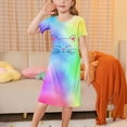 thumbnail image 1 of TIMIFIS Robe de Nuit Graphique pour Tout-Petites Filles, Robe à Manches Courtes, Couleur Unie, à Enfiler, Volants, Douce et Fluide, Tenue de Détente, Robe de Pyjama, Décontractée et Confortable, Vêtement de Nuit pour Enfants, pour 3-12T, 1 of 4